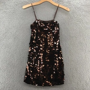 A New Day Mini Shift Party Dress Womens Small Brown Sequin Strappy Sleeve NEW - Picture 1 of 21