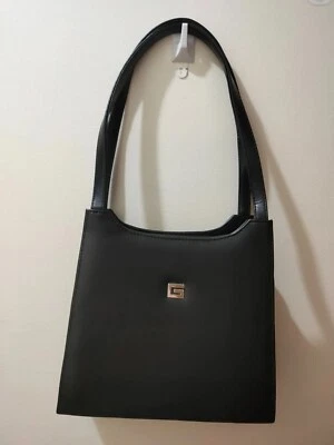 As new, structured black G brand vegan leather satchel handbag - Image 1 of 4