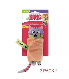 2 PK KONG Pull-a-Partz PURRITO Cat Nip Toy Pounce Crinkle Soft Engaging Fun Toss - Picture 1 of 5