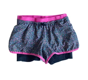 Women's NIKE DRI FIT 2in1 Training Shorts Size XS Black Multi-Color Polka Dots - Picture 1 of 3