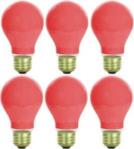 6Pack 25W A19 Light Bulb, Ceramic Red Edison Bulb, Dimmable, E26, 120V - Picture 1 of 2