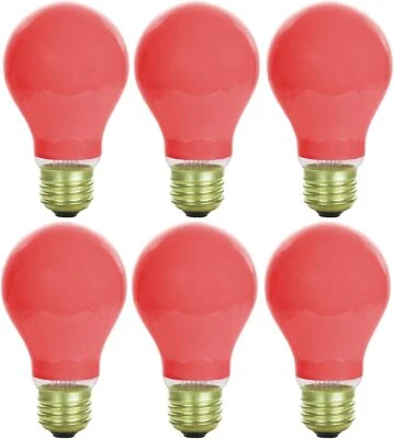 6Pack 25W A19 Light Bulb, Ceramic Red Edison Bulb, Dimmable, E26, 120V - Image 1 of 2