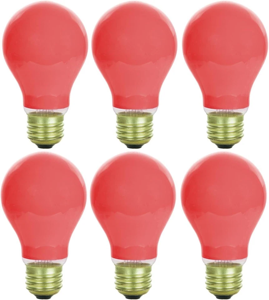 6Pack 25W A19 Light Bulb, Ceramic Red Edison Bulb, Dimmable, E26, 120V - Image 1 of 2