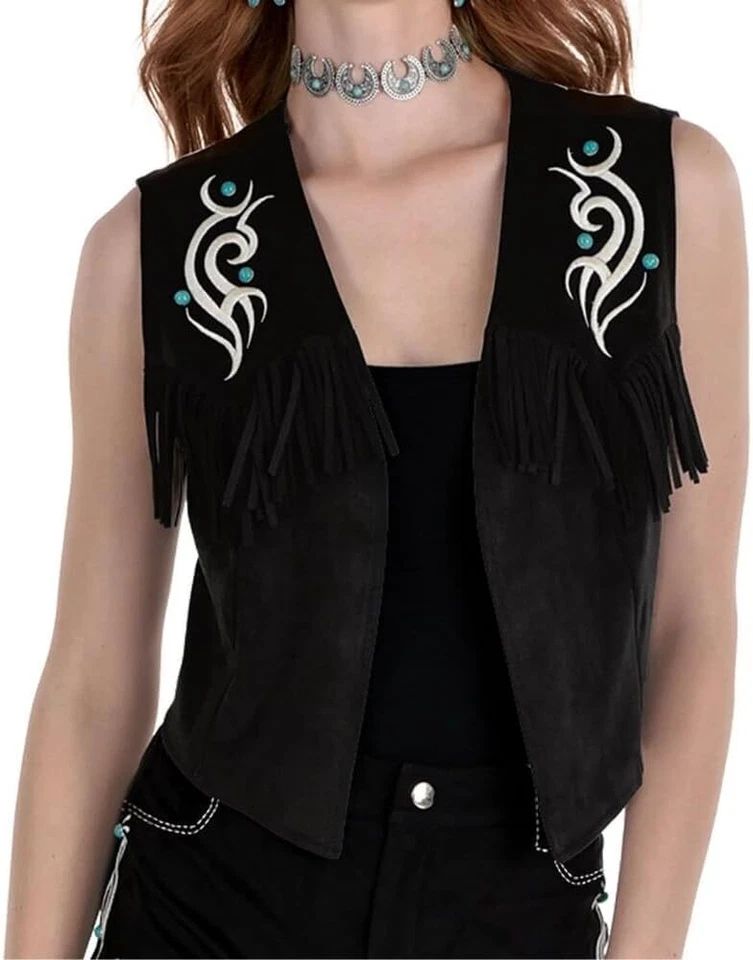 Western Vest Women's Cowgirl Fancy Dress Up Halloween Adult Costume Accessory - Image 1 of 2