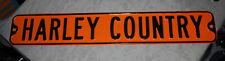 Vintage Harley Davidson  Metal Enamel Street Sign Black Orange. "Harley Country"