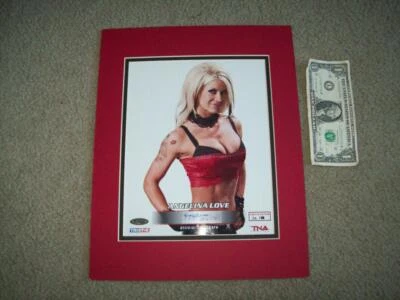 8X10 MATTED Signed ANGELINA LOVE COA 32/99 WWE WWF TNA Wrestling AEW WcW ROH DX  - Image 1 of 3