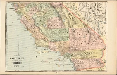 1901 Tunison California Northern Half antique map ~ 22.8" x 14.6" - nice color - Image 1 of 4