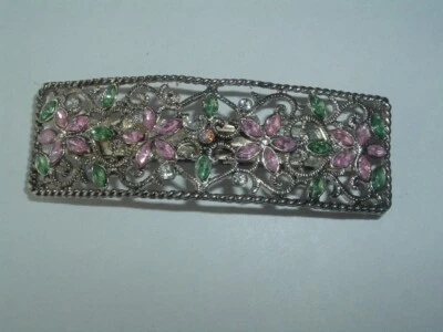 ACCESORIO PARA EL CABELLO VINTAGE ROSA FLOR TONO PLATA METAL PEINADO Foto 1 de 2
