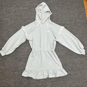 Merry Jenny Dress Women XS Blue Fleece Ruffle Mini Long Sleeve Twee Dainty Japan - Picture 1 of 12