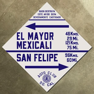San Felipe Baja California Mexico ACSC highway road sign auto club AAA diamond - Picture 1 of 1