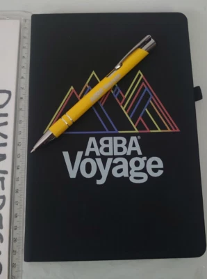 Abba Voyage Notebook + Yellow Pen Gift Set Brand New Hard Back Lined Paper 13x21 - Image 1 of 4