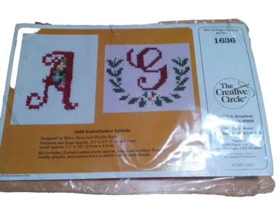 New Old Stock The Creative Circle Needlepoint Monogram Set #1636  Granny Core - Image 1 of 4