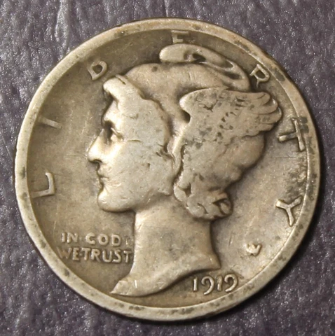 1919 S Mercury Dime VG Fine...........................Lot 94 Cover