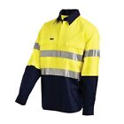 Hi Vis Taped 2-Tone Closed Front Regular Weight Long Sleeve Yellow & Navy Cot...