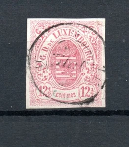 Luxembourg 1859 old coat of arms stamp (Michel 7), small thin spott, used - Picture 1 of 2