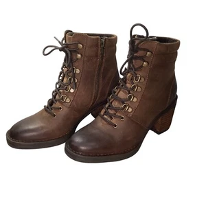 Born Damen Stiefeletten braun getragen Leder Gr. 6,6m Schnürung/Reißverschluss sehr schöne Stiefel - Bild 1 von 8