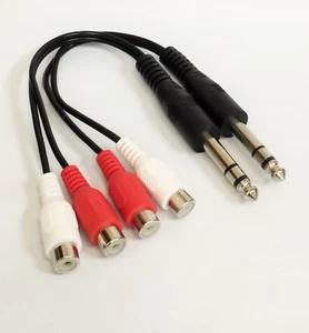 Adaptador de cable en Y estéreo de 1/4 de pulgada macho a doble hembra hembra conector divisor de cable enchufe - Imagen 1 de 1