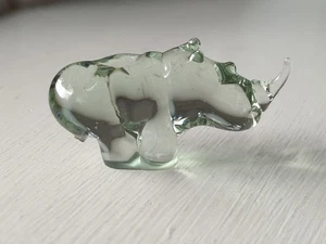 Ngwenya Art Glass Figurine Rhino Rhinoceros Animal 2.5" Handmade - Picture 1 of 9
