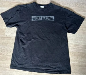 Camiseta negra XXL de colección Y2K Tower Records para hombre logotipo uniforme de empleado - Imagen 1 de 7