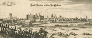 GÜSTROW - Gesamtansicht - Merian - Kupferstich um 1650 - Bild 1 von 2