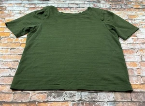 Loft Top Ladies Medium Green Puff Sleeve Shirt Woven Casual Womens - Picture 1 of 10