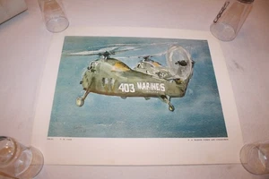 US Marine Corp Art Collection Litho Print HUEY UH-34 Poster PM Gish 69 Vietnam - Picture 1 of 3