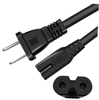 Kurzes AC Universal Netzkabel, 2 Fuß Stromkabel für 2 Zinken 2 Fuß 1er-Pack 18 AWG - Bild 1 von 4