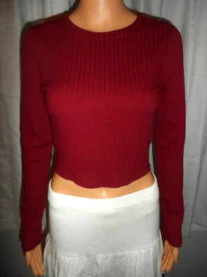 Cute Bozzolo size M red long sleeve ribbed cropped shirt NWOT - Image 1 of 4
