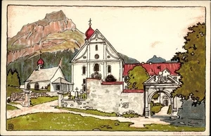 Künstler Ak Engelberg Halbkanton Obwalden, Blick zum Kloster mit... - 3890803 - Picture 1 of 2