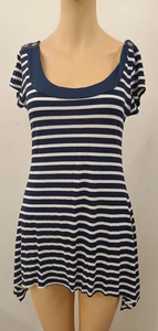 * Brave S*ui peppige Tunika Kleid Gr. M L 38 40 asymmetrisch Blau/Weiß - Bild 1 von 8