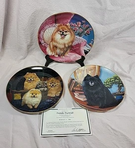 Danbury Mint Pomeranian Porcelain Plates Higgins Bond, Michele Amatrula Lot/3 - Picture 1 of 10