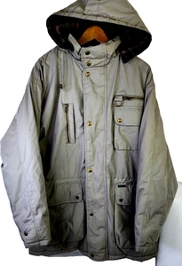 Haggar Cappotto Uomo Taglia Large Regular Beige Cappotto Basic Con Cappuccio Abbigliamento da Lavoro Zip - Foto 1 di 20