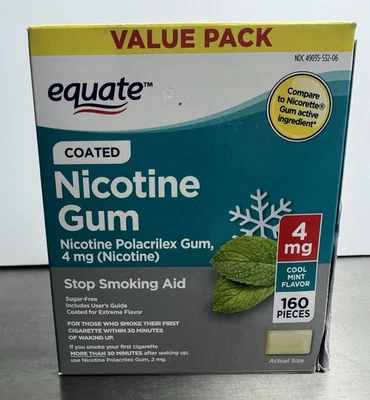 Equate Coated Nicotine Polacrilex Gum 4 Mg, Cool Mint Flavor, 160 Count exp 3/27 - Image 1 of 4