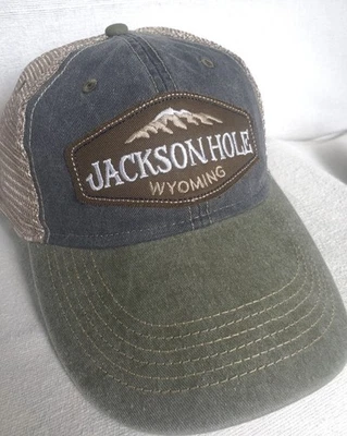 *JACKSON HOLE* SOMBRERO ESTILO CAMIONERO WYOMING Beige Gris Verde Senderismo Camping NUEVO Foto 1 de 3
