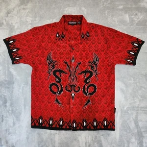 Sapphire Lounge Dragon Shirt Large Red Tribal Y2k Graphic AOP Biker Bowling - Bild 1 von 11