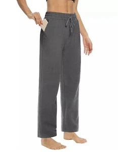 Pantalones de yoga DIBAOLONG para mujer bolsillos de pierna ancha cordón gris recto talla S - Imagen 1 de 17
