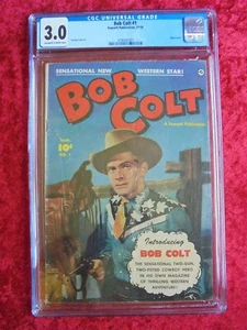 BOB COLT #1 FAWCETT PUBLIKATIONEN 1950 GOLDEN AGE CGC 3.0 BEWERTET! FOTOCOVER! - Bild 1 von 2