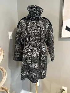 WOMENS BURBERRY LONDON WOOL ALPACA SWEATER COAT JACKET Sz S - NOVA CHECK - Picture 1 of 8