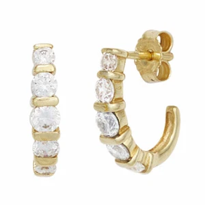 Aros De Oro Amarillo 333 Con 10 Circonitas Blancas, Para Damas - Imagen 1 de 1