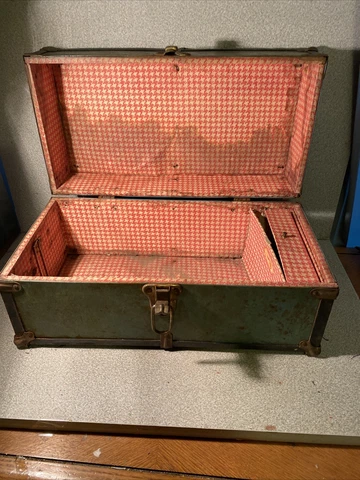 Cass Toys Antique Metal Wood Vintage Doll Chest Cover