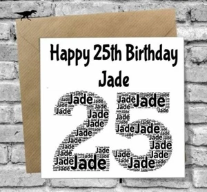 PERSONALISED 25TH BIRTHDAY CARD DAUGHTER SON BROTHER SISTER BOYFRIEND GIRLFRIEND - Picture 1 of 3