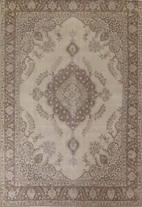 Muted Semi Antique Traditional Tebriz Area Rug Floral Hand-knotted Wool 9'x12'
