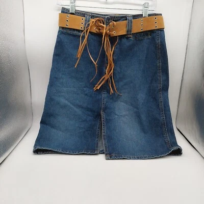 Falda recta de mezclilla azul talla 5 para niños SO GSJC longitud 21" incluye cinturón Foto 1 de 4