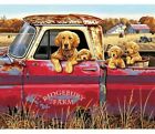 Malen nach Zahlen Kit zum Selbermachen Malen Bauernhof Hunde Welpen rot Pickup 40x50CM Leinwand