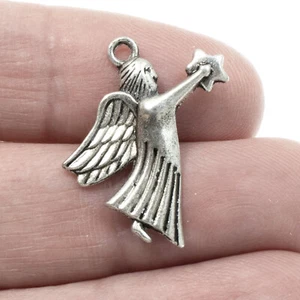 Vintage Silber Engel Charms - 20 gestempelt Metall Weihnachten Schmuck Basteln Charms - Bild 1 von 3