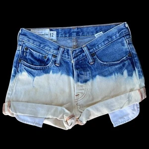 Vintage Abercrombie Kids Sz 12 Dip Dyed Cut Off Button Fly Shorts - Picture 1 of 9