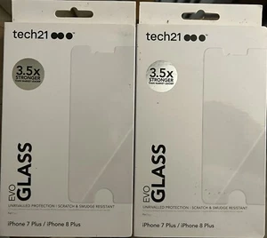 NEW Tech21 EVO Tempered Glass Screen Protector iPhone 7 Plus 8 Plus - SEALED - Picture 1 of 2