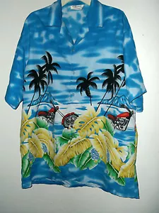NEW MOTORCYCLES & TROPICAL ISLANDS HAWAIIAN SHIRT sz L, XL or 2X 4 colors - Picture 1 of 10