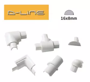 D-Line 16mm x 8mm White Micro Trunking Joints Connectors PVC Cable Management - Picture 1 of 7