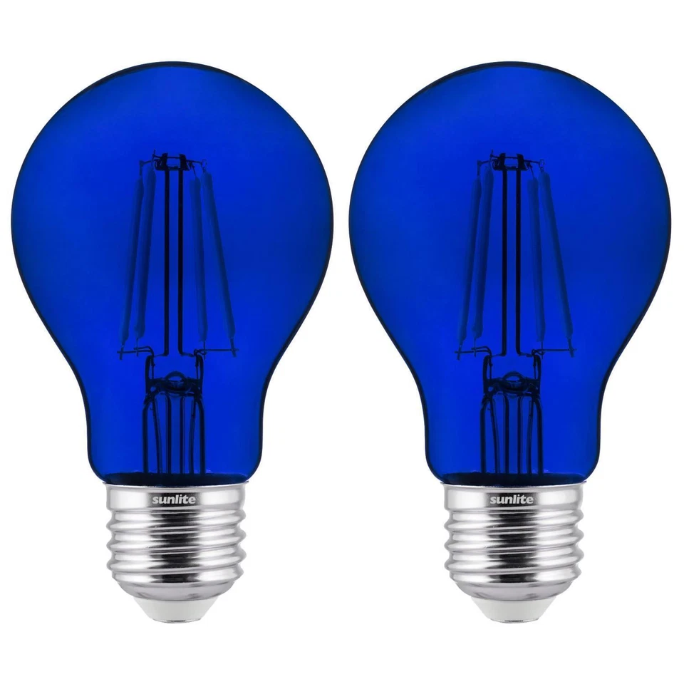 2PK A19 LED Transparent Blue Light Bulbs, 4.5W, E26 Medium Base, 55 Lumens - Image 1 of 3